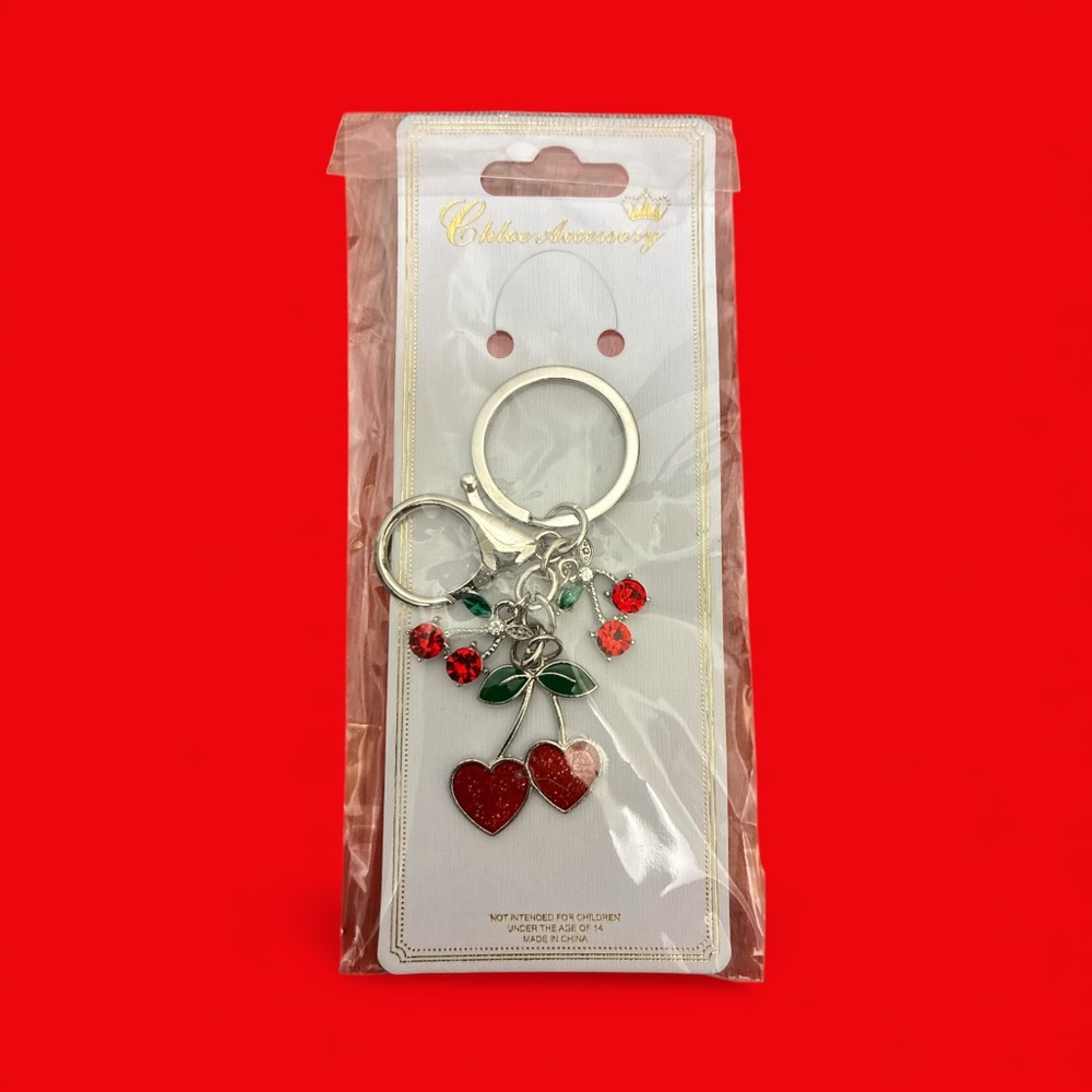 Heart Cherry Bag Charm/Key Chain